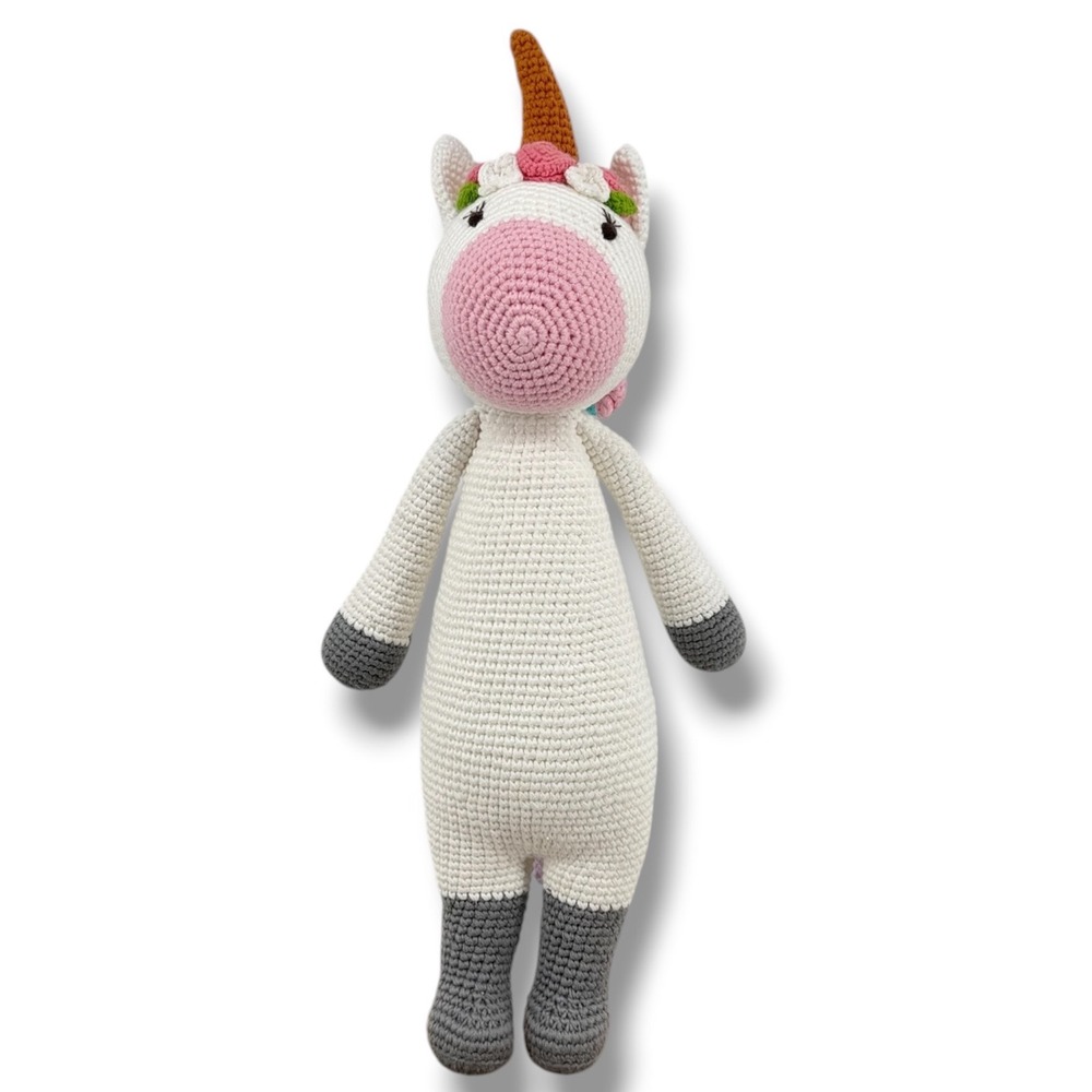 Snuggle Buddies Luna the Unicorn Plush Toy Kids Crochet Stuffed Animal Washable